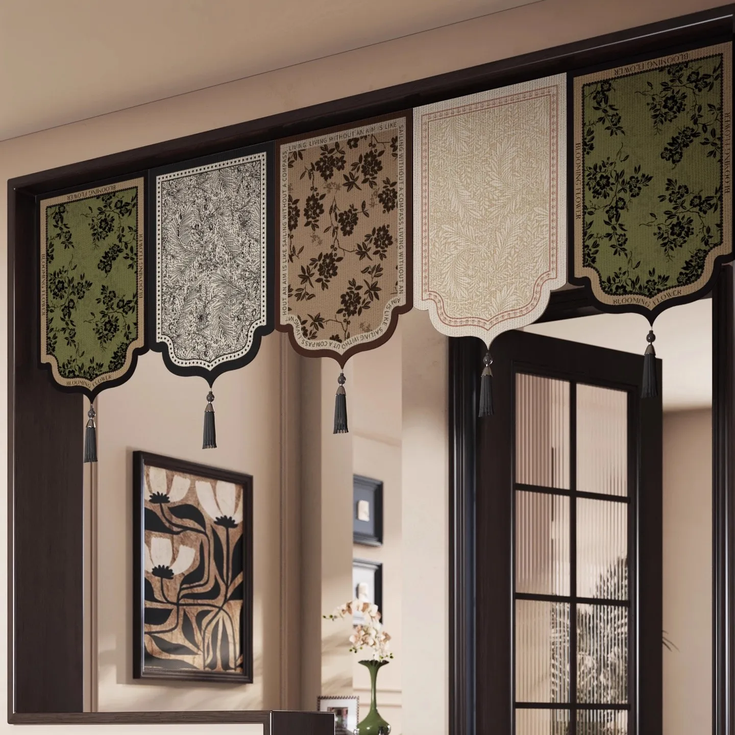 Living room special-shaped door head curtain non-punching hanging flag partition door horizontal door hanging cloth curtain