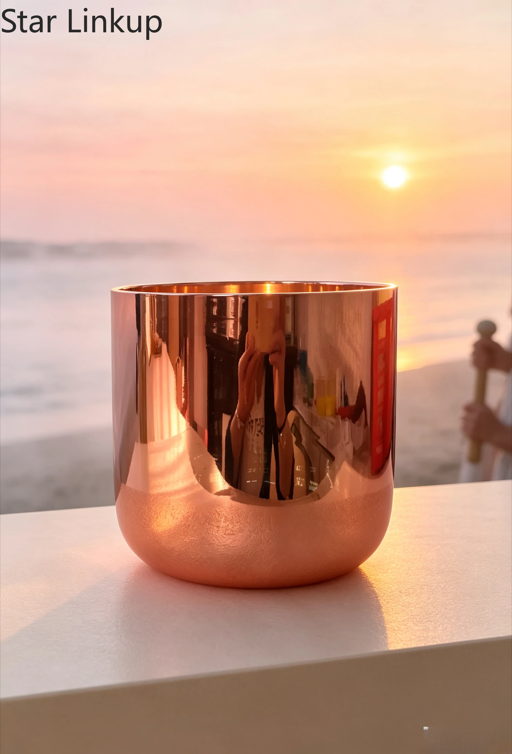 Star Linkup Glossy Rose Gold Hued Crystal Vibration Bowl Roughly 8 Inch 432 Frequency Ideal C# Musical Frequency Sacral Chakra Spiritual Therapy Gear