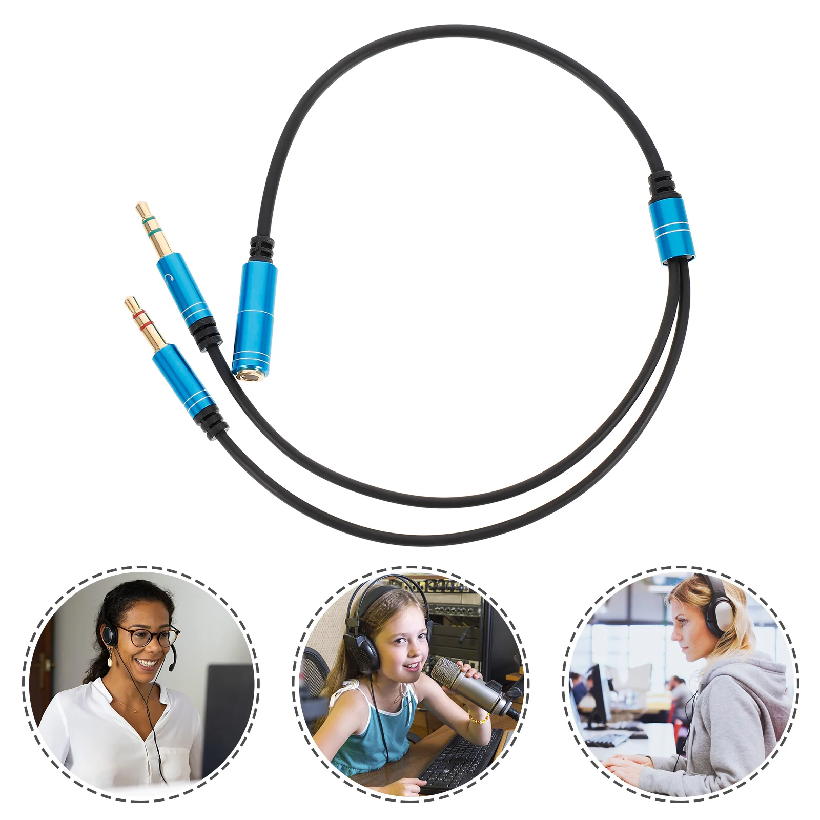 Audio Line Mic Cable Microphone Splitter Headphone for Computer Headset 2 1 Supply Abs Separate and Connector Accessory