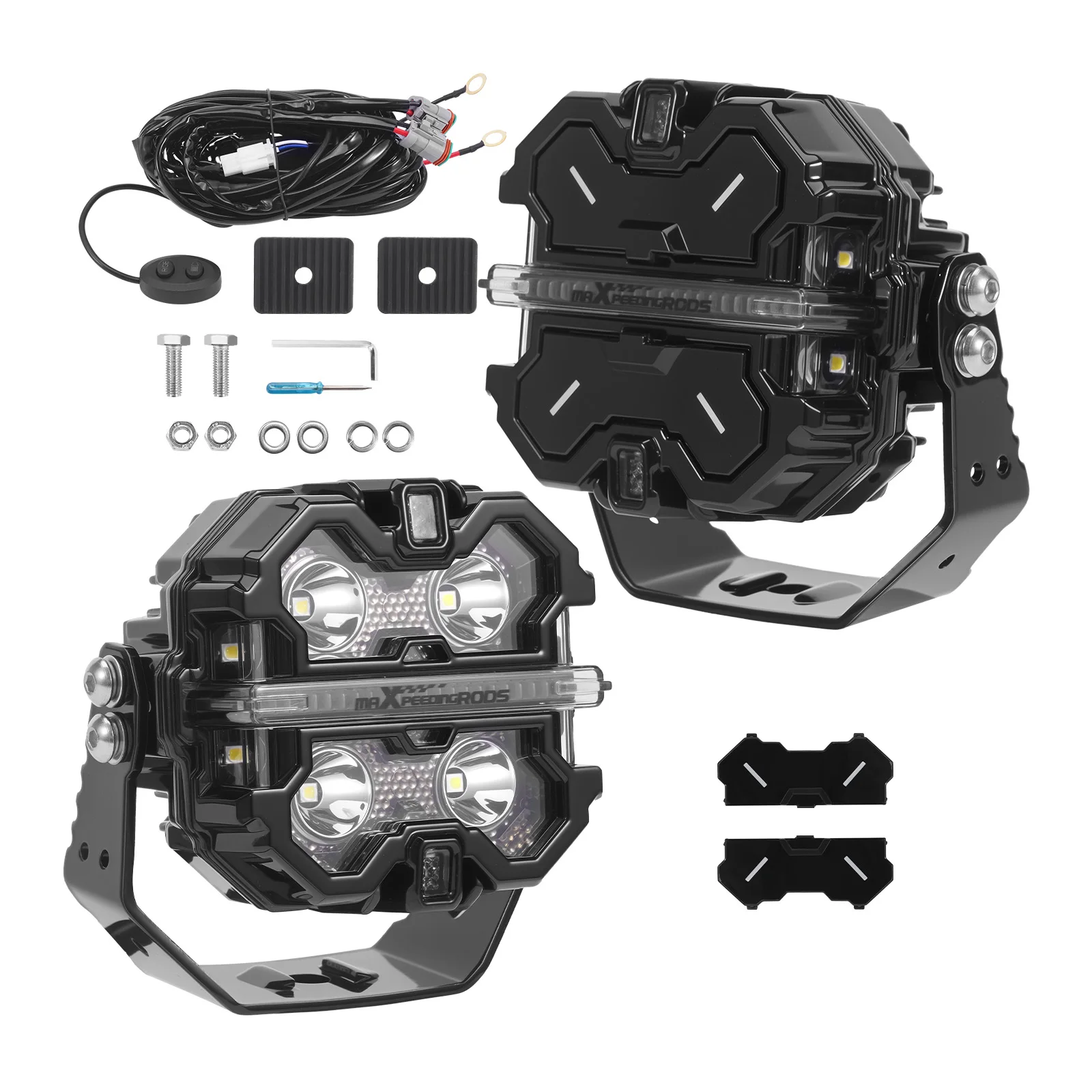 3.5 Inch LED Headlights, Die-cast Aluminum Square LED Pod Lights with White Amber DRL, 12V IP68 Driving Light for Truck Off Road - view 2