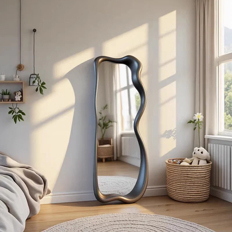 

Wavy Custom Mirror Sticker Art Funky Cute Mirror Asymmetrical Garden Twisted Wonderland Hanging Aesthetic Espelhos Home Products