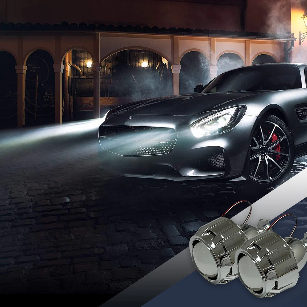 2PCS 2.5 inch Car Bi Xenon HID Projector Lens Shrouds High Low Beam for Car Headlight H4 H7 Socket use H1 Halogen or Xenon Bulb