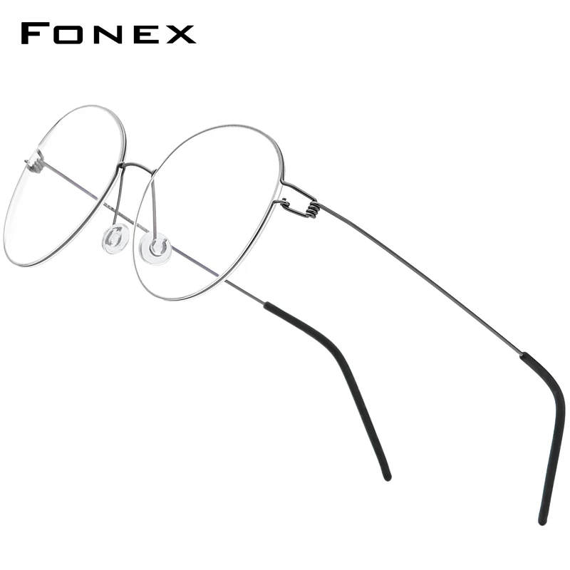 FONEX Screwless Eyeglasses Frame Women 2024 New Round Denmark Korean Glasses Frame Men Eyewear 98634