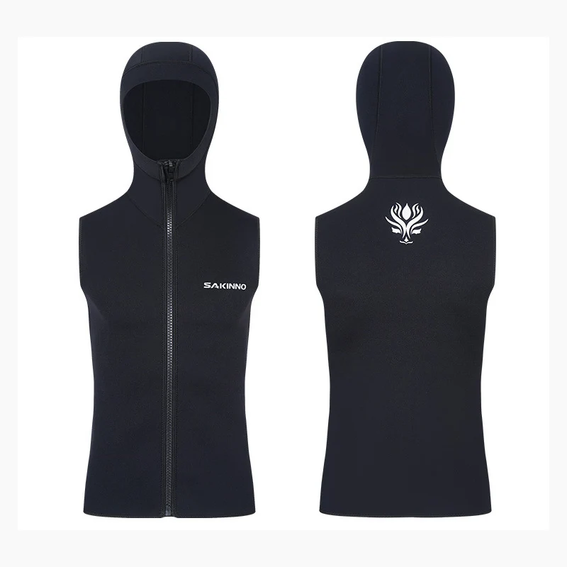 

Men's 3mm Neoprene Hooded Diving Vest Sleeveless Split Body Thermal Warm Diving Suit Top Surfing Swimming Drifting Wetsuit Top