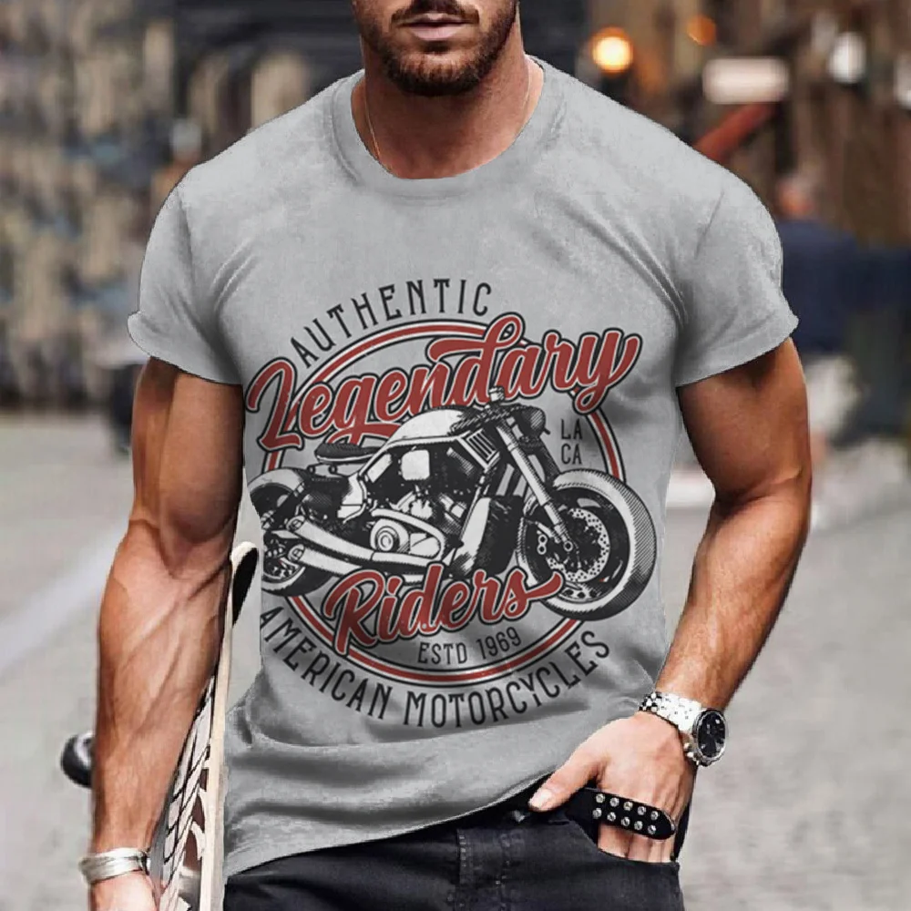 Retro 3d Printed Men'S T-Shirt Popular Fashion Street Racing Style Summer Oversized T-Shirt Motorcyclist Graphic Short Sleeve Me