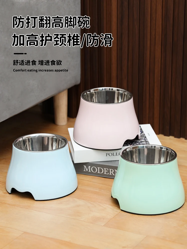 The product can be customized.High bowl pet bowl stainless steel dog bowl dog food bowl dog basin large dog and cat bowl