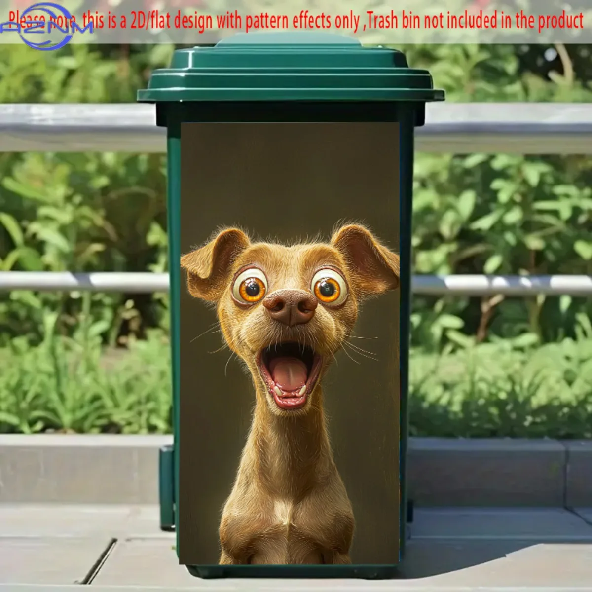 Classic Style Brown Puppy Self-Adhesive Dustbin Sticker, 14.57x32.28inch, Polyvinyl Chloride, No Electricity or Battery Needed