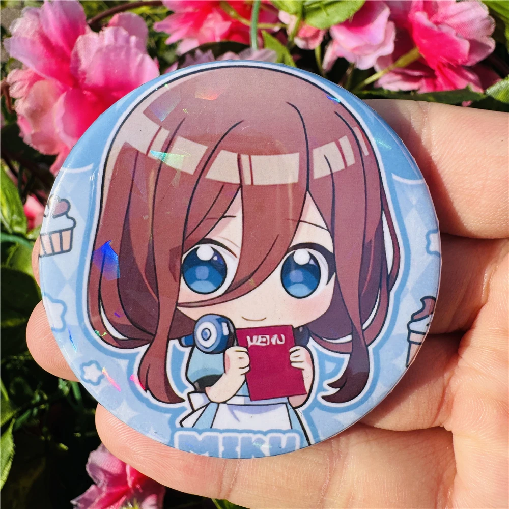 58mm Anime The Quintessential Quintuplets Nakano Miku Cosplay Costume Badge Pin SPTE Tinplate Brooch Accessories Prop Gift