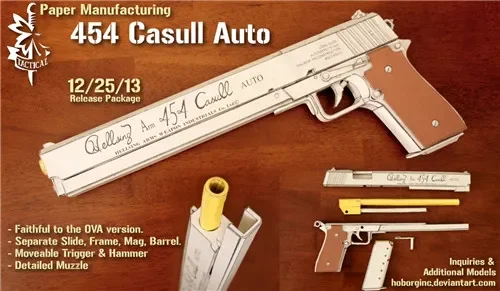 Revolver Hellsing 454 Casull Pistol Scale 1:1 Vampire Akat Weapons Can Be Handheld 3D Paper Model Manual Toy view 2