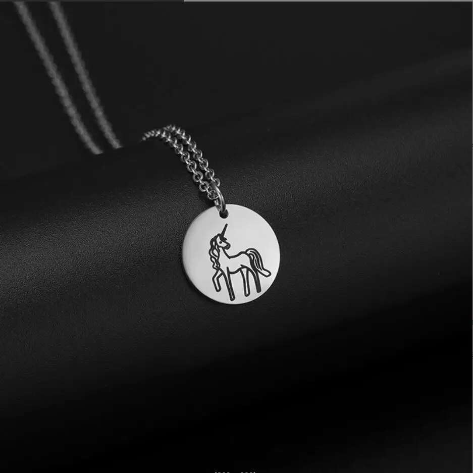 1PC Stainless Steel Necklace Unicorn Pendant Refined Polished Steel for Woman Friend Gift F1552
