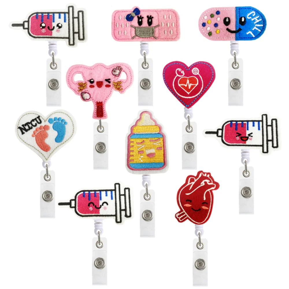 1PCS Cute Brain Badge Reel Retractable Nurse Badge Holder Nursing Name Badge Holder for Women Nurse