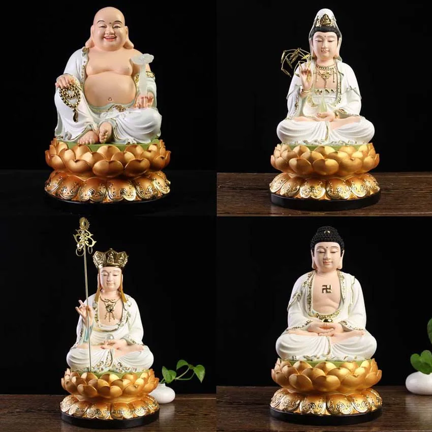 آسيا تايلاند عالية الجودة الراتنج تمثال بوذا آلهة قوانيين ساكياموني مايتريا بوذا إله الثروة ksitigarbha سلامة الأسرة #1