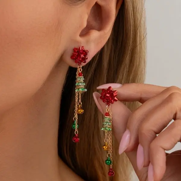 Women's Gold Plated Snowflake Dangle Earrings