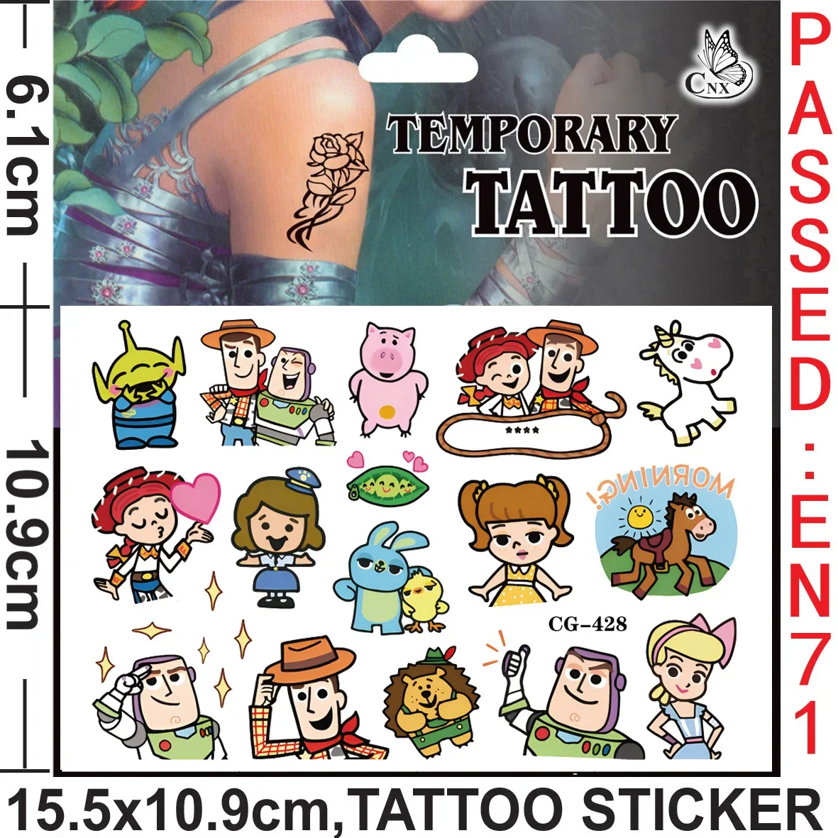 Toy Story Tattoo Stickers Waterproof Cute Buzz Sticker Anime Birthday Party Supplies Decoration For Kids Women Men Gift