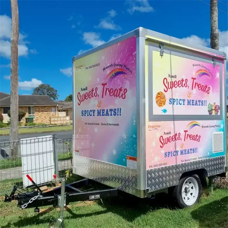 Usa 2.4M Square Mobile Food Trailer with Full Kitchen Equipments Outdoor Cooking Small Food Truck for Sale Coffee Ice Cream Cart