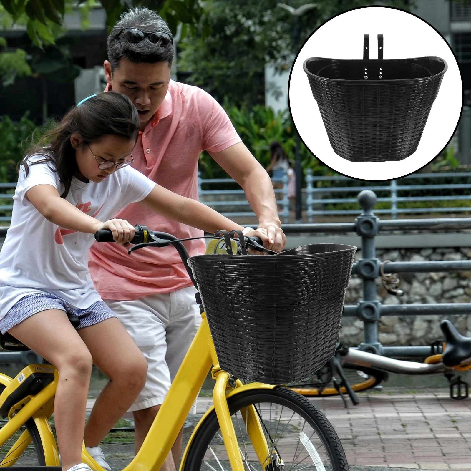 

1 set 1 Set Front Bike Basket Vintage Style Portable Bicycle Handlebar Storage For Mountain Road Scooter Practical Accessories