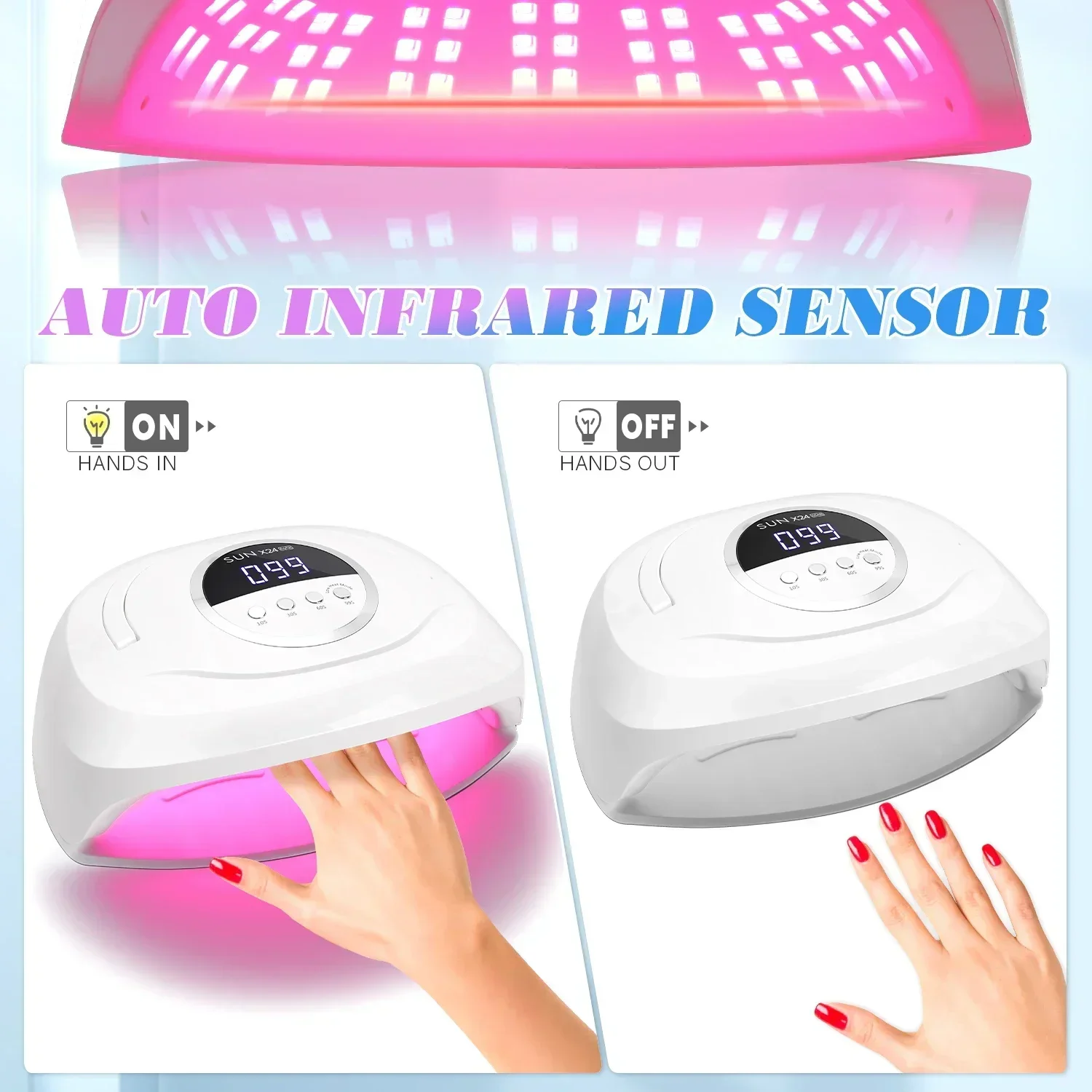 380W UV LED Lamp For Nail Manicure 84LEDS Professional Gel Polish Drying Lamps With Timer Auto Sensor Manicure Salon Tool