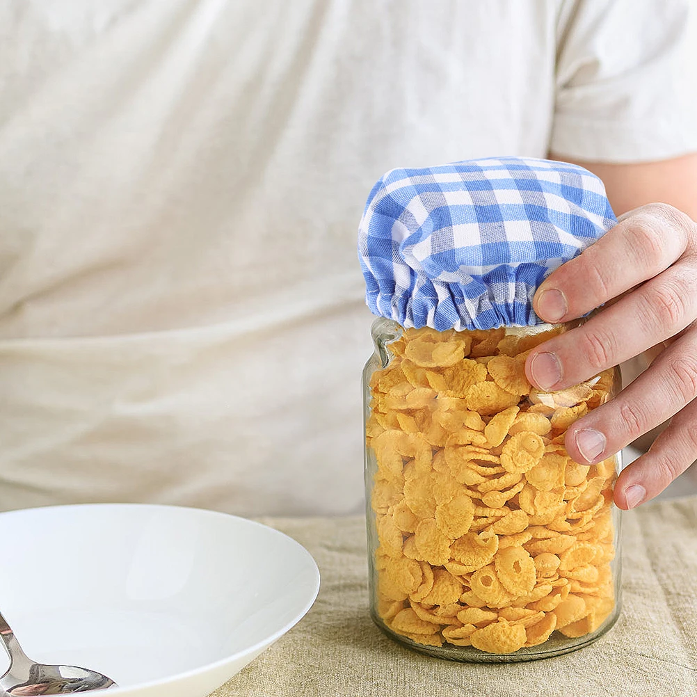 

5pcs Glass Cover Reusable Polyester-Cotton Sourdough Proofing Cover For Fermentation Canning Storage Wide Mouth Jar Replacement