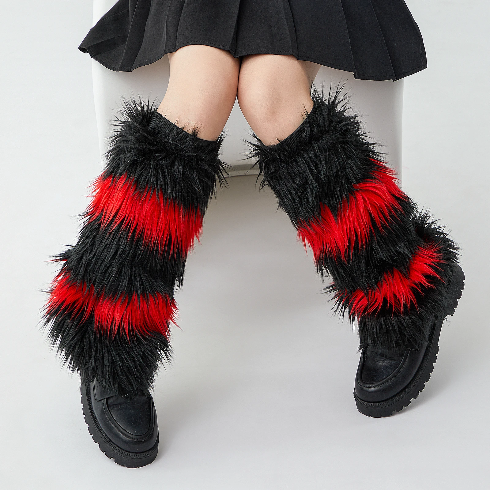 Douhoow Fashion Women Leg Warmers Y2k Ladies Girls Autumn Winter Knee Foot Cover Harajuku Fur Warm Boots Furry Leg Warmers