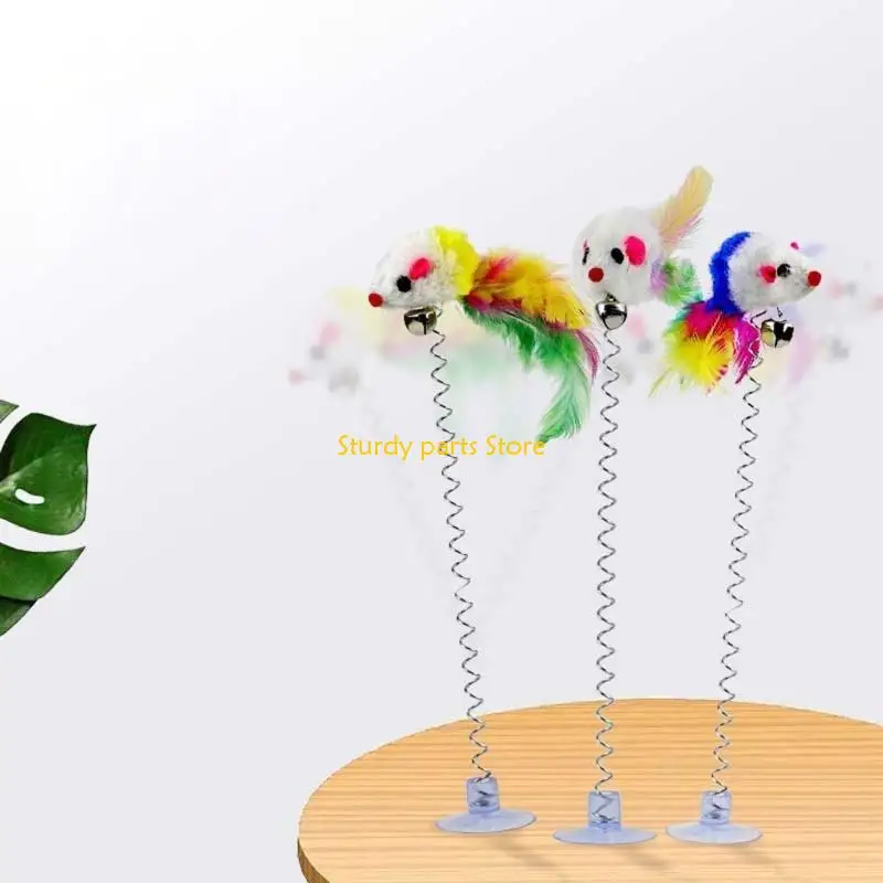 97QC ريشة الريش WAND TOY TOY Spring Mouse Mouse