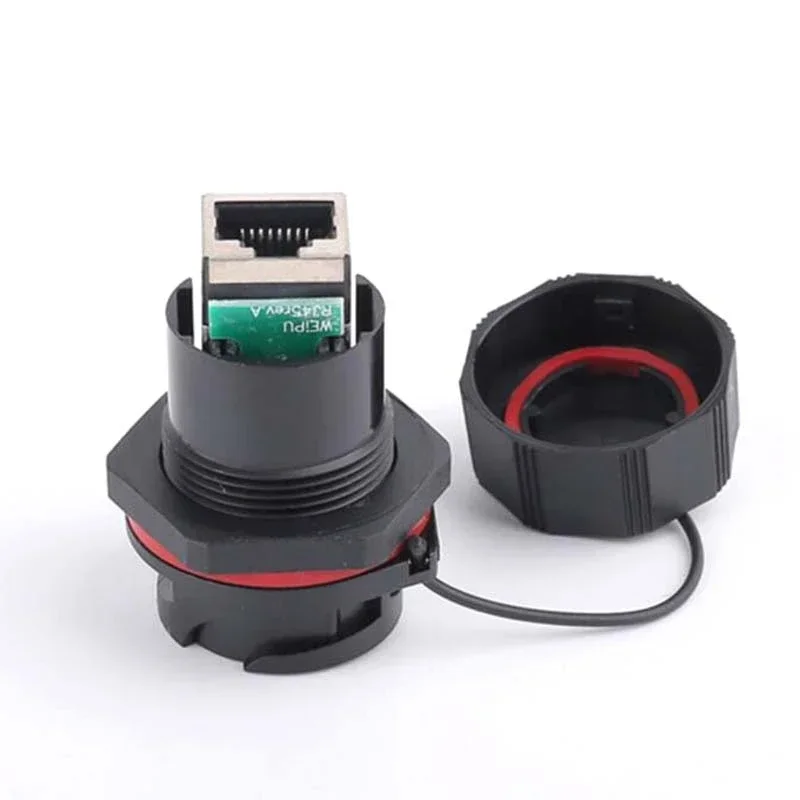 IP67 Waterproof Network Connector RJ45 Aviation Plug Socket with Lid RJ45F71/F6 for CAT6 Telecom Router TV LED Network Ethernet