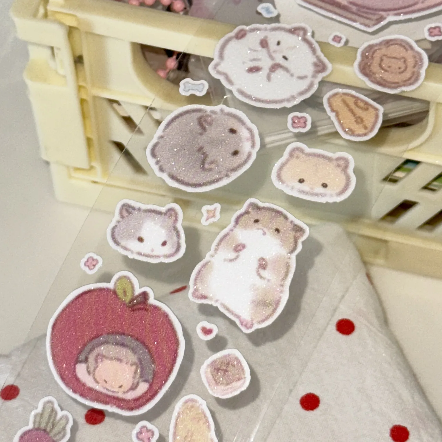 Cute Little Mouse Hamster Die cut Dispensing Sticker DIY Goo Card Journal Scrapbooking Photo Card Phone Case Collage Supply