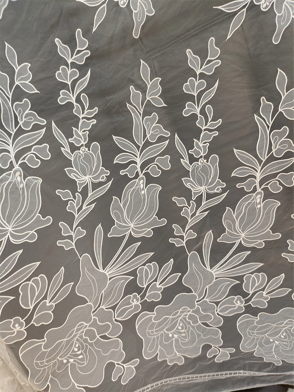Lace Embroidered Fabric, High-end Design, Hand Sewing, Wedding Dress, Fashion Show, DIY,  White,  New