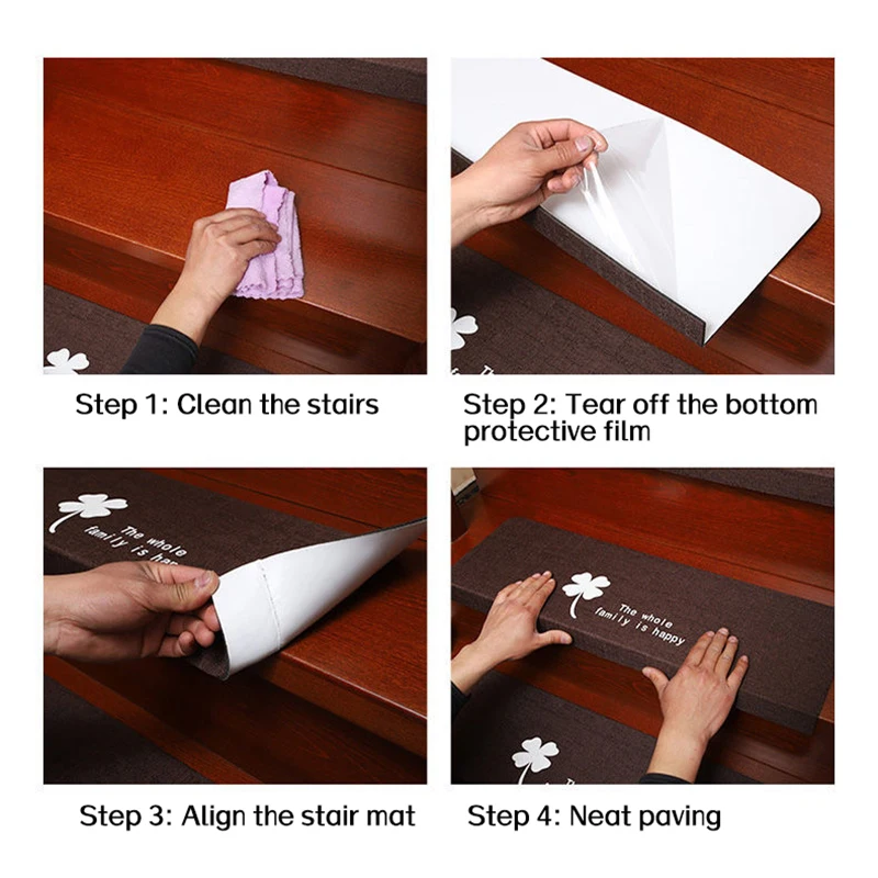 Self-adhesive Stairs Tread Carpet Glow in the Dark Stair Mat Anti-Slip Stair Stepping Protector Rug Indoor Foot Mat Home Decor