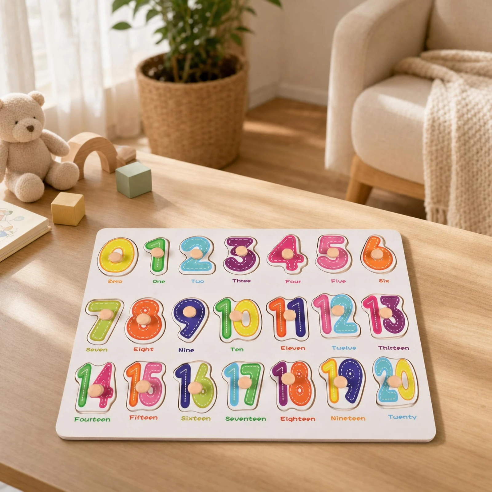 ノブ付きパズルボード-教育用木製ペグパズルおもちゃ-握りやすいインタラクティブ玩具-幼児、教室、プレイルーム向け