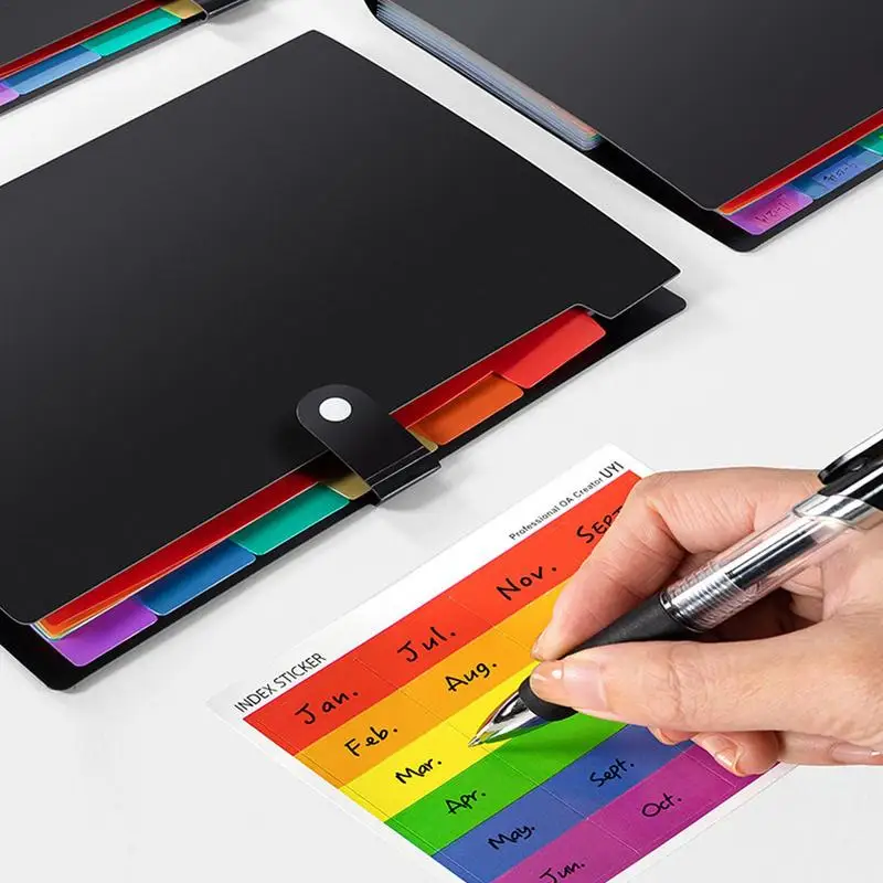 확장 가능한 파일 폴더 정리함 패션 아코디언 파일 정리함, 7 개의 포켓과 다채로운 레이블 빌 정리함 대형