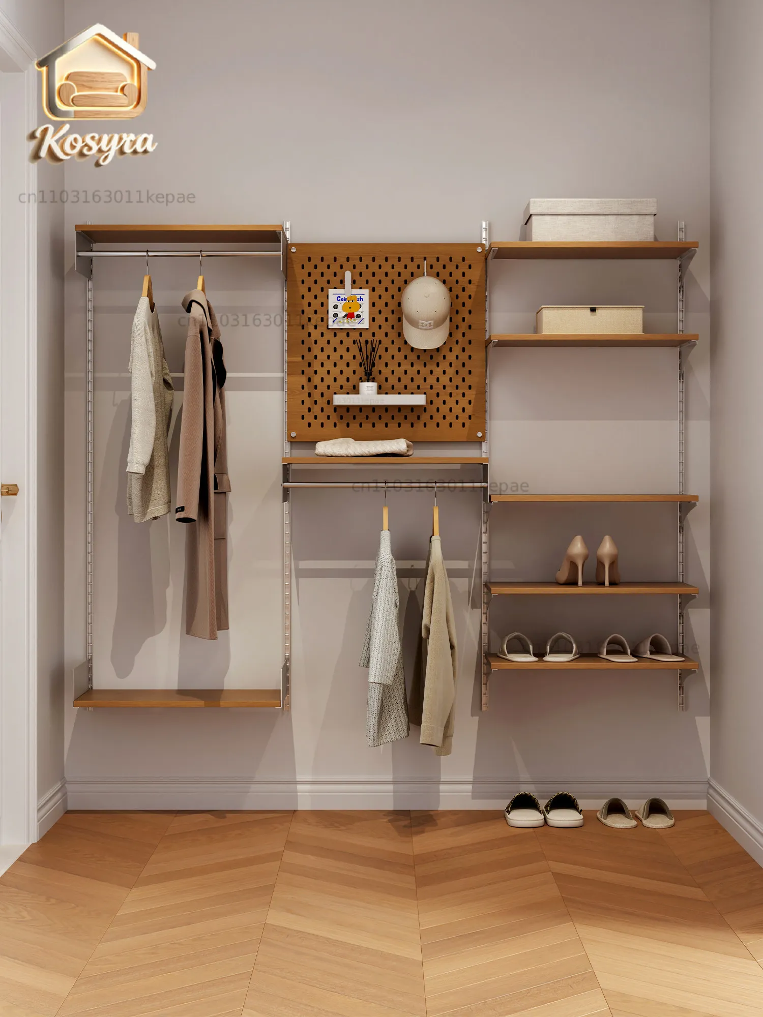 

Bookshelf [Clothes Layer] Wall Track Shelf Bedroom Adjustable Coat Rack Household Storage Rack