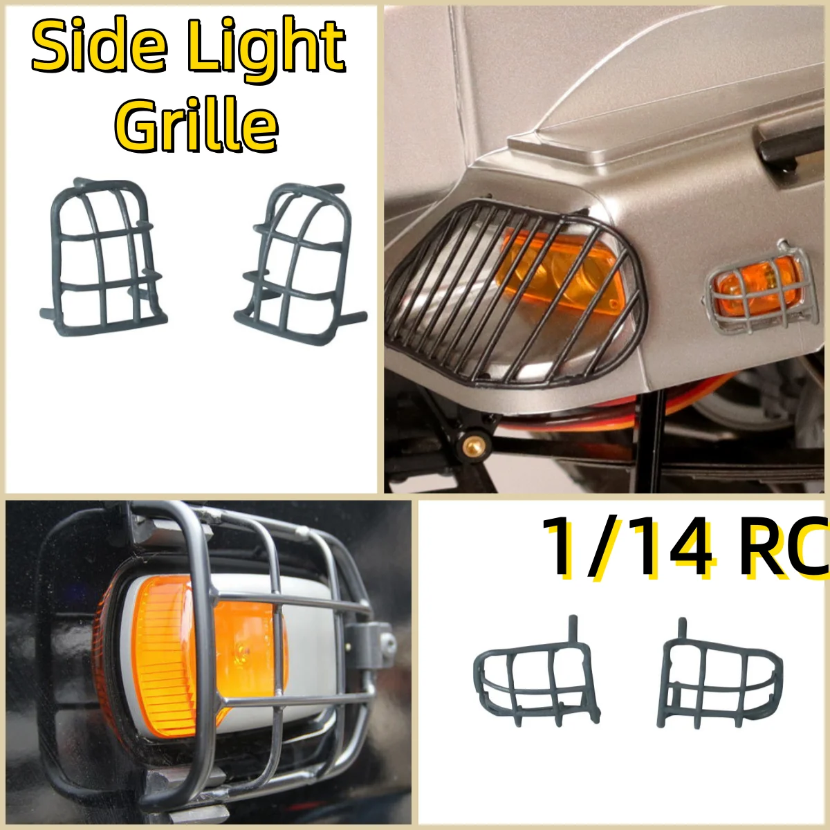 RC 1/14 JDM Model Side Light Net for Tamiya Hydraulic Excavator Loader Dump Truck for SCANIA MAN VOLVO Trailer Tipper DIY Parts