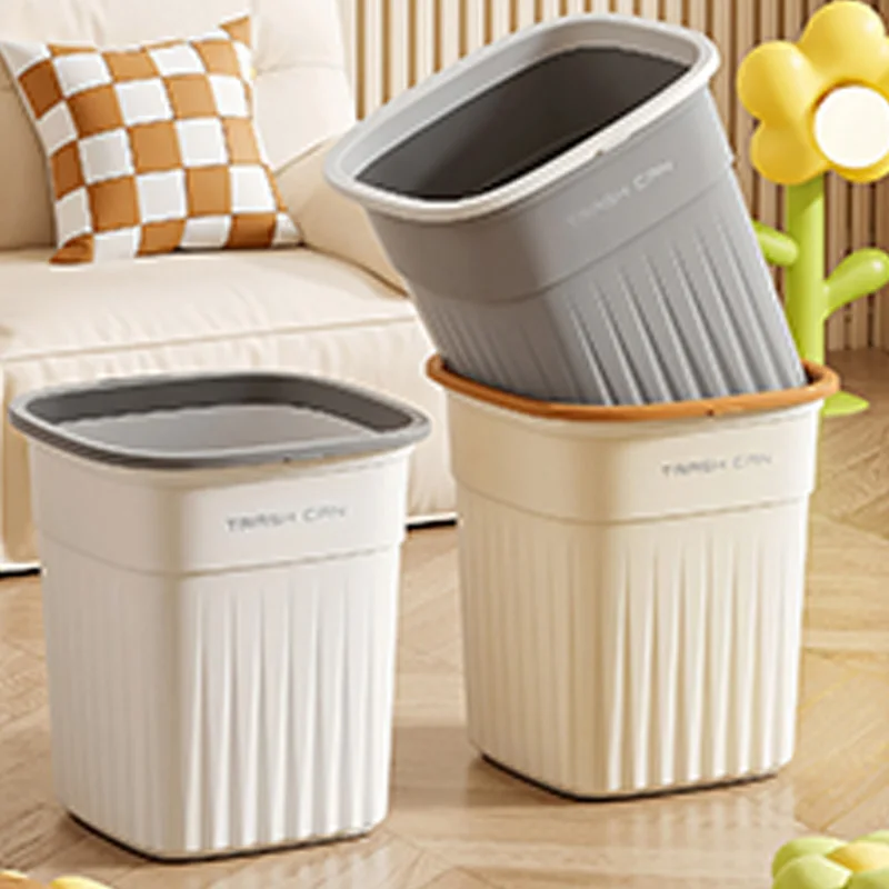 Bidone della spazzatura ad anello di pressione in stile crema, capacità addensata, universale per cucina, soggiorno, camera da letto, bagno