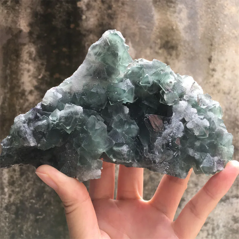 

Natural Stone Green Shiny Fluorite With Crystal Quartz Mineral Specimen Cluster Healing Crystals Home Decor Collection