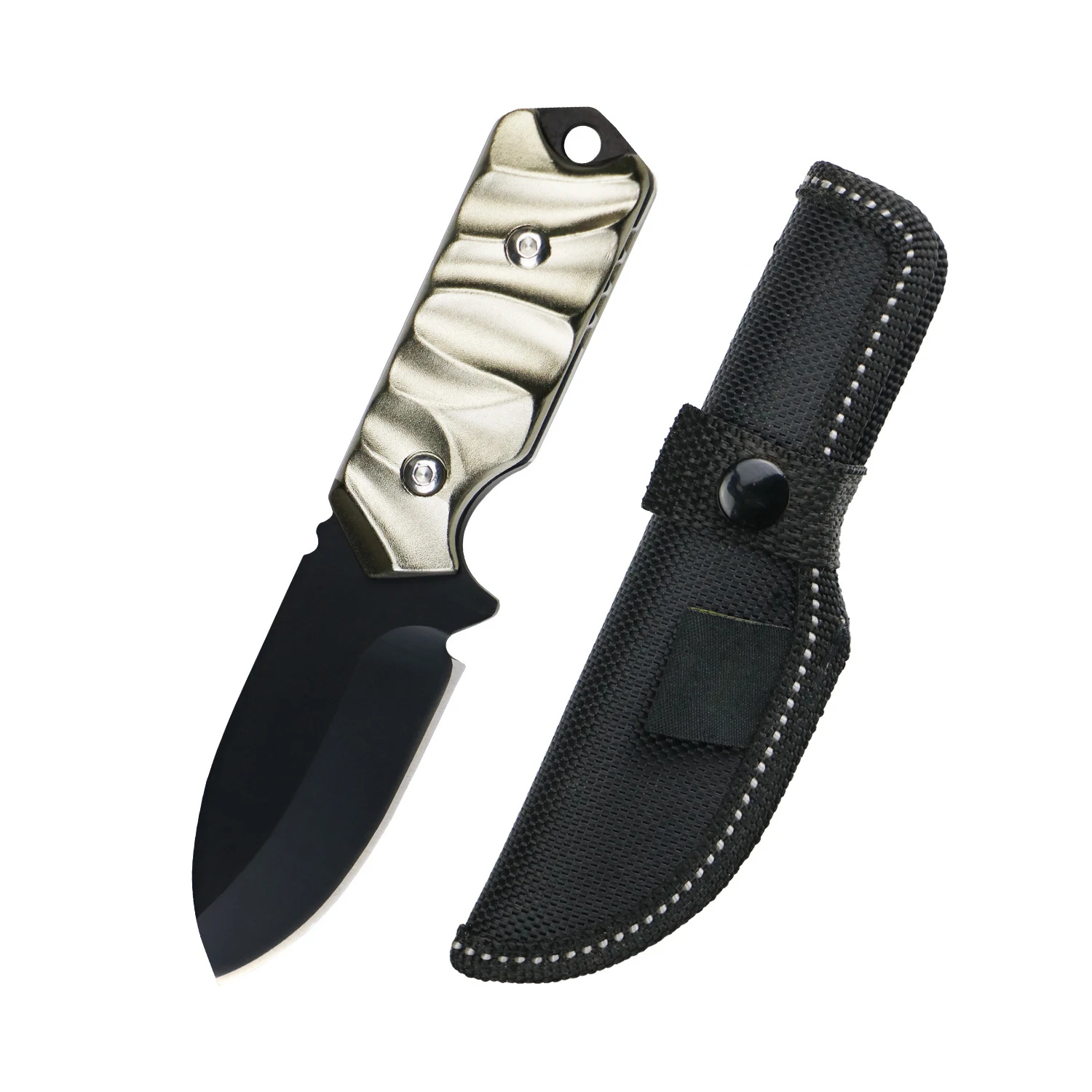 Outdoor Straight Knife Camping Fruit Knife Stainless Steel Cnc Knife Field Knife Aluminum Handle Portable