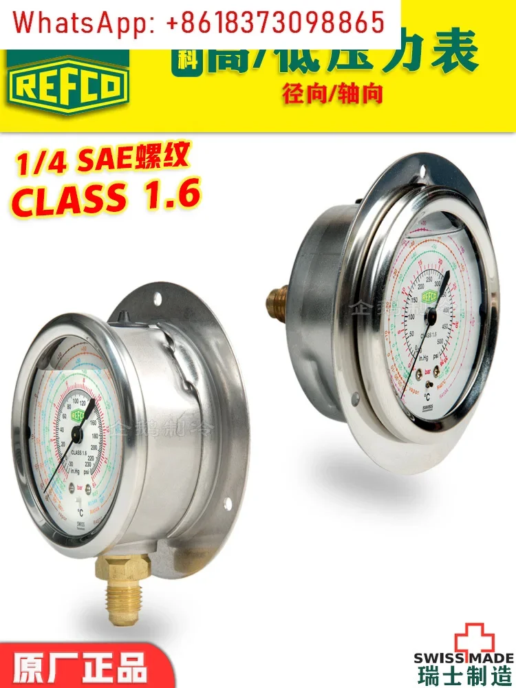 REFCO Axis/Radial Pressure Gauge R22/R134a Refrigeration and Air Conditioning High and Low Pressure Gauge