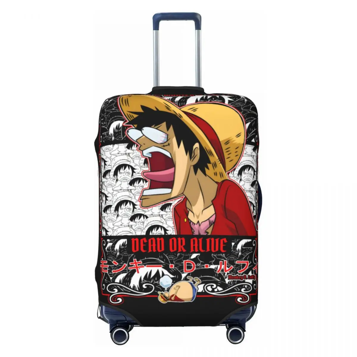 Maßgeschneiderte One Piece Monkey Luffy Kofferhülle, waschbare Anime-Reisegepäckhülle für 18-32 Zoll Koffer