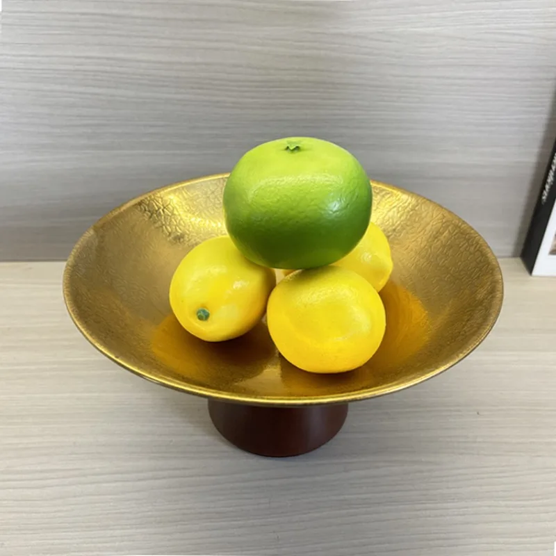 Retro round tall fruit plate hotel model room light luxury home living room entrance coffee table desktop storage ornament
