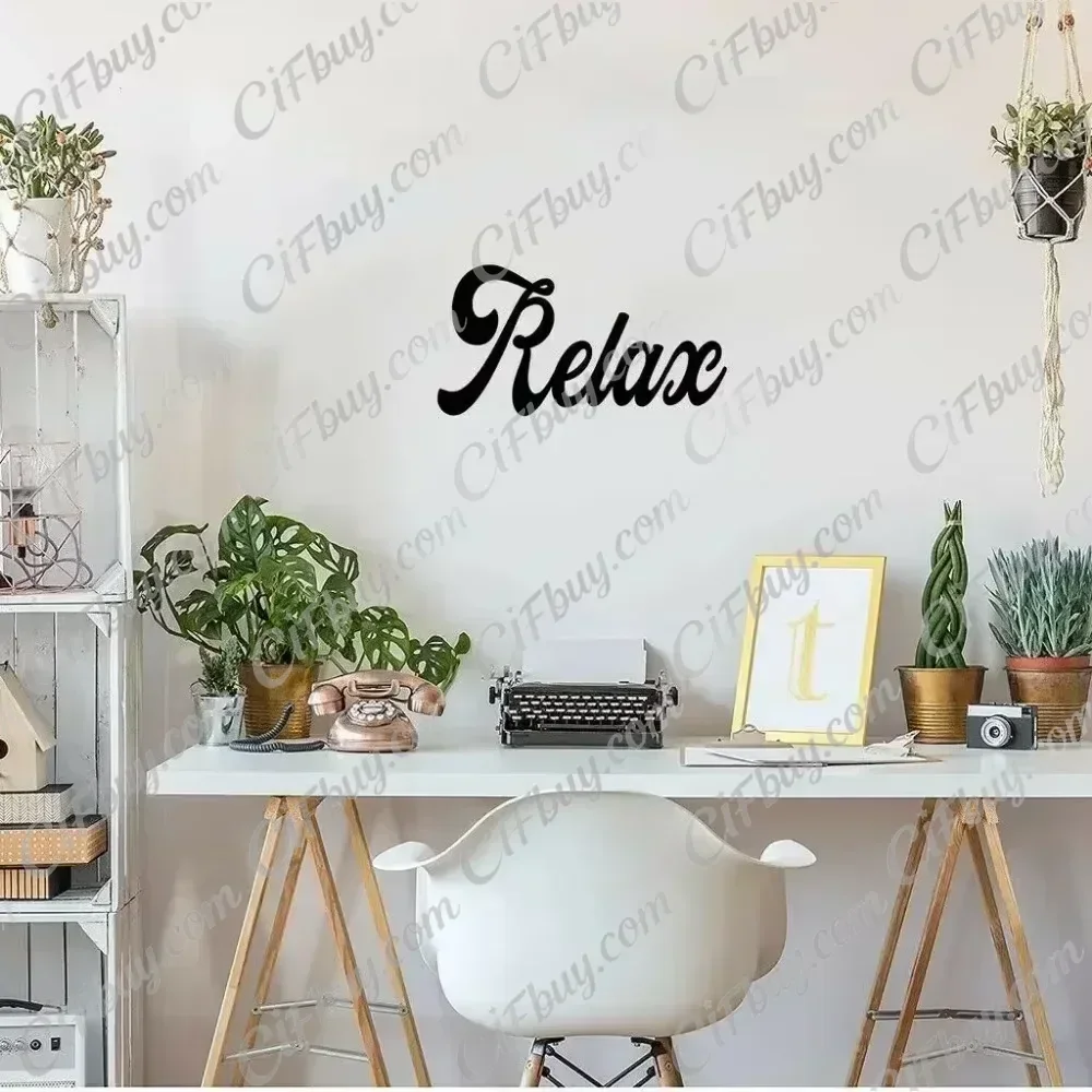 CIFBUY Mellow Out Metal Word Wall Sign Iron Hanging Art Rust Proof Waterproof For Indoor Outdoor Home Living Room Bedroom Decor