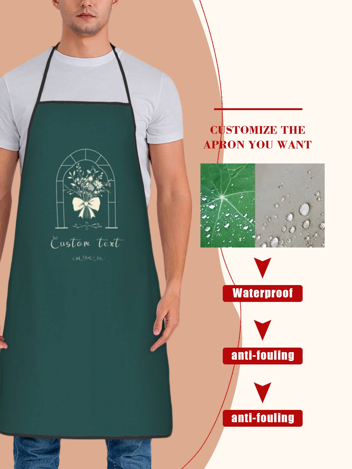 Customized Print Text Men's Kitchen Apron Signature  Kitchen Aprons Home Baking Clothes Merry Christmas