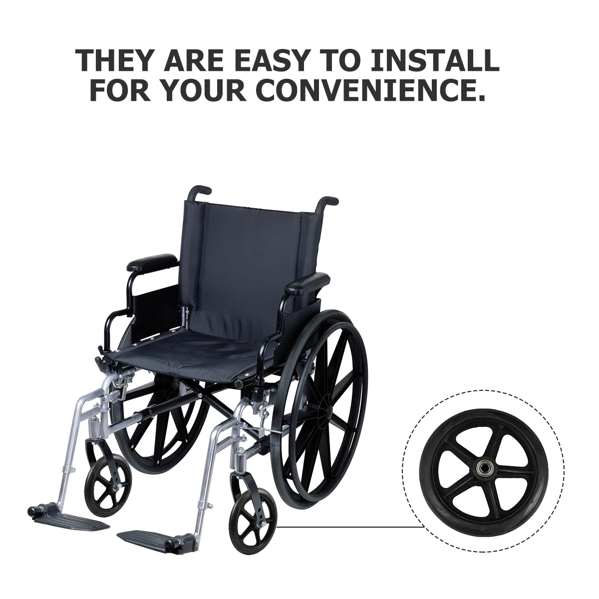 

2pcs 7 Inch Solid Tire Wheelchair Accessories Front Replacement Walker Wheels Disability Furniture Casters Hardware