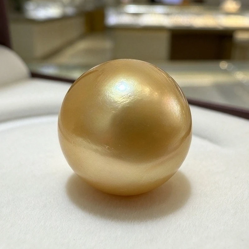 Genuine Golden 15-16mm Pearl Bead, Natural Loose Pearl Undrilled for Pendant or Earring Design
