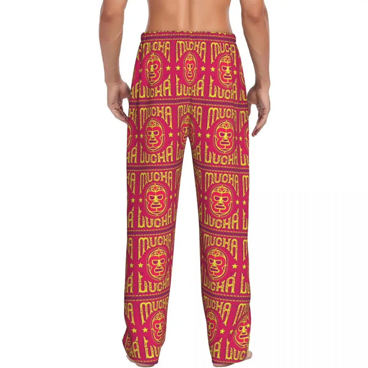 Custom Colorful Mexican Wrestler Luchador Pajama Pants Men Sleepwear Sleep Lounge Bottoms with Pockets