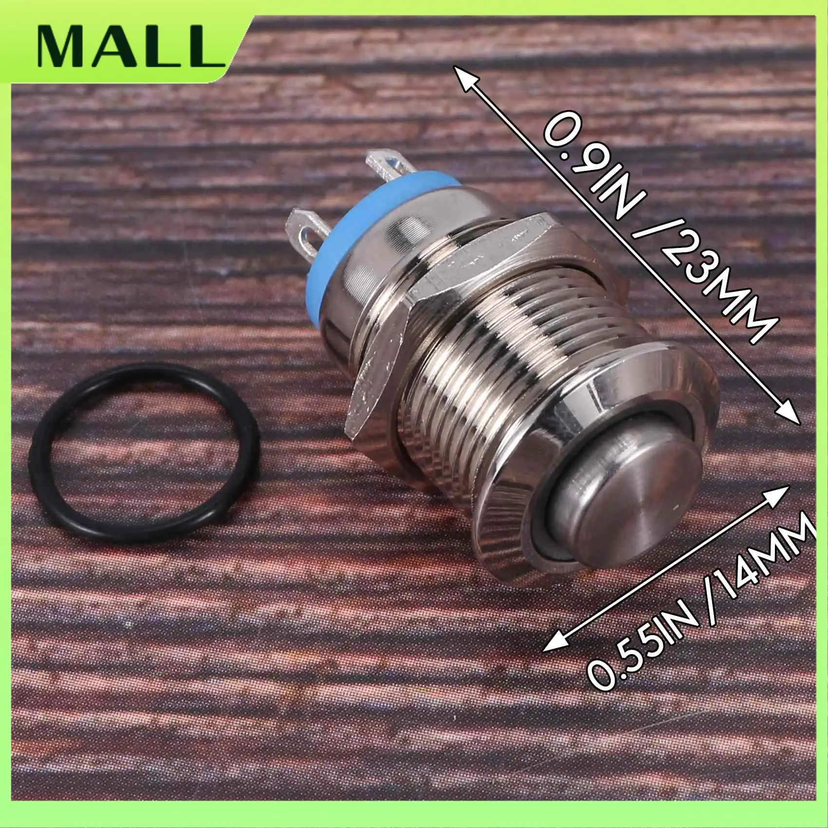 MALL 3V Pulsador Interruptor Timbre Botón Azul LED 12 Mm Plata