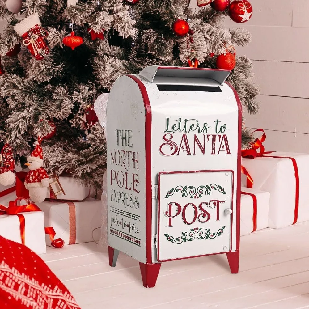 

Letters to Santa Mailbox North Pole Post Vintage Mailbox Letters Decoration Christmas Farmhouse Decor/Rustic Metal Christmas