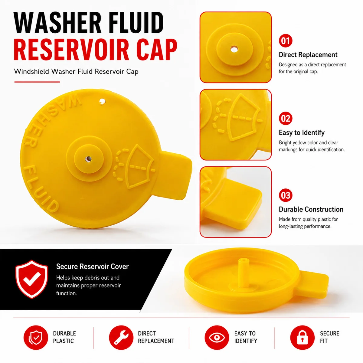 PINMOAP Car Wiper Cleaning Fluid Tank Cap Suitable For Mazda 3 5 Speed 6 BP4K67483A ABS Wiper Bottle Cap Fixed Replacement