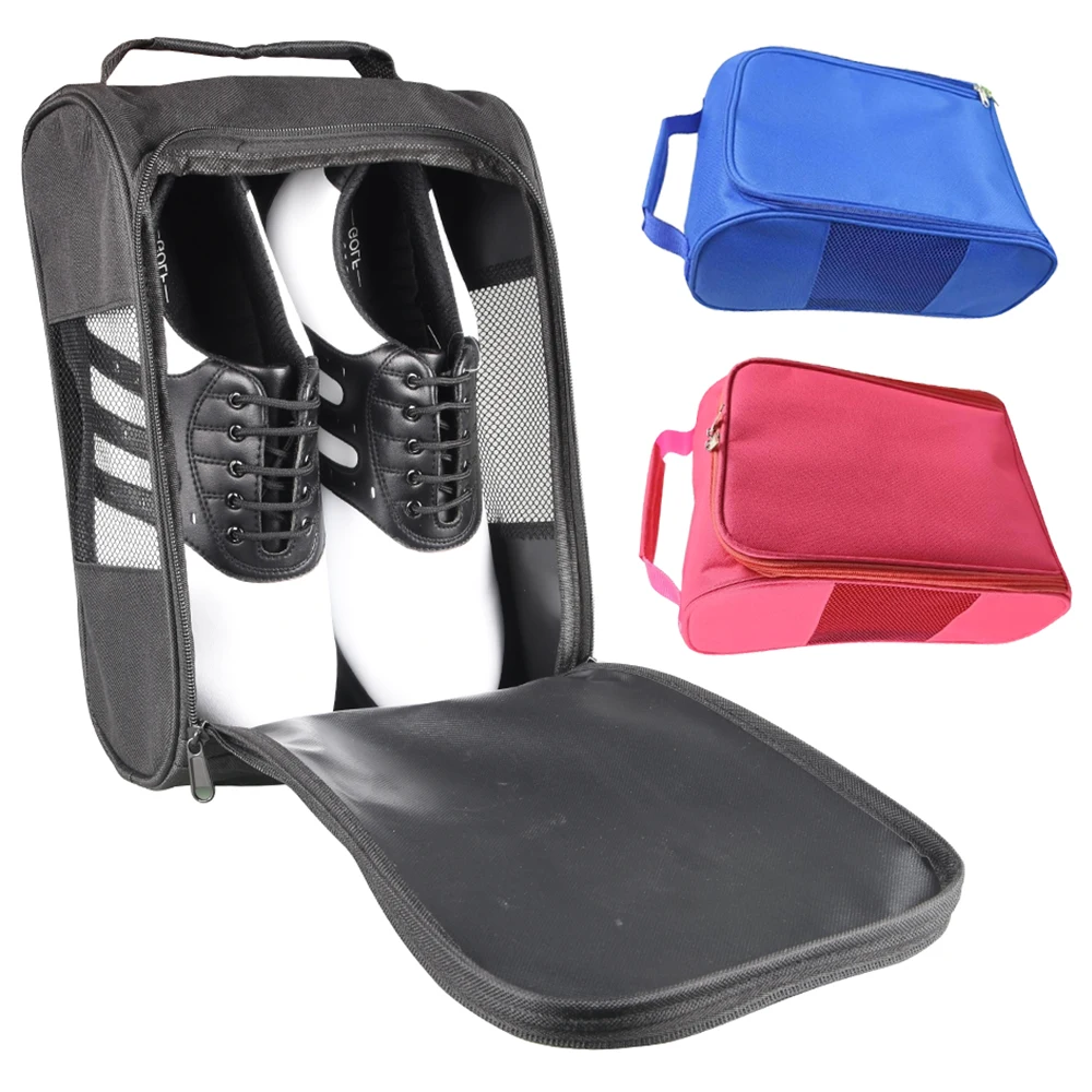 Mini Portable Golf Shoe Bag Lightweight Breathable Nylon Shoes Zipper Sports Bag Shoe Cover Compact Golf Accessories