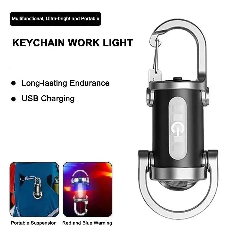LED 키체인 손전등 다기능 COB 작업 조명 열쇠 고리 실용적인 미니 라이트 키 체인 야외 활동용 J5Y8