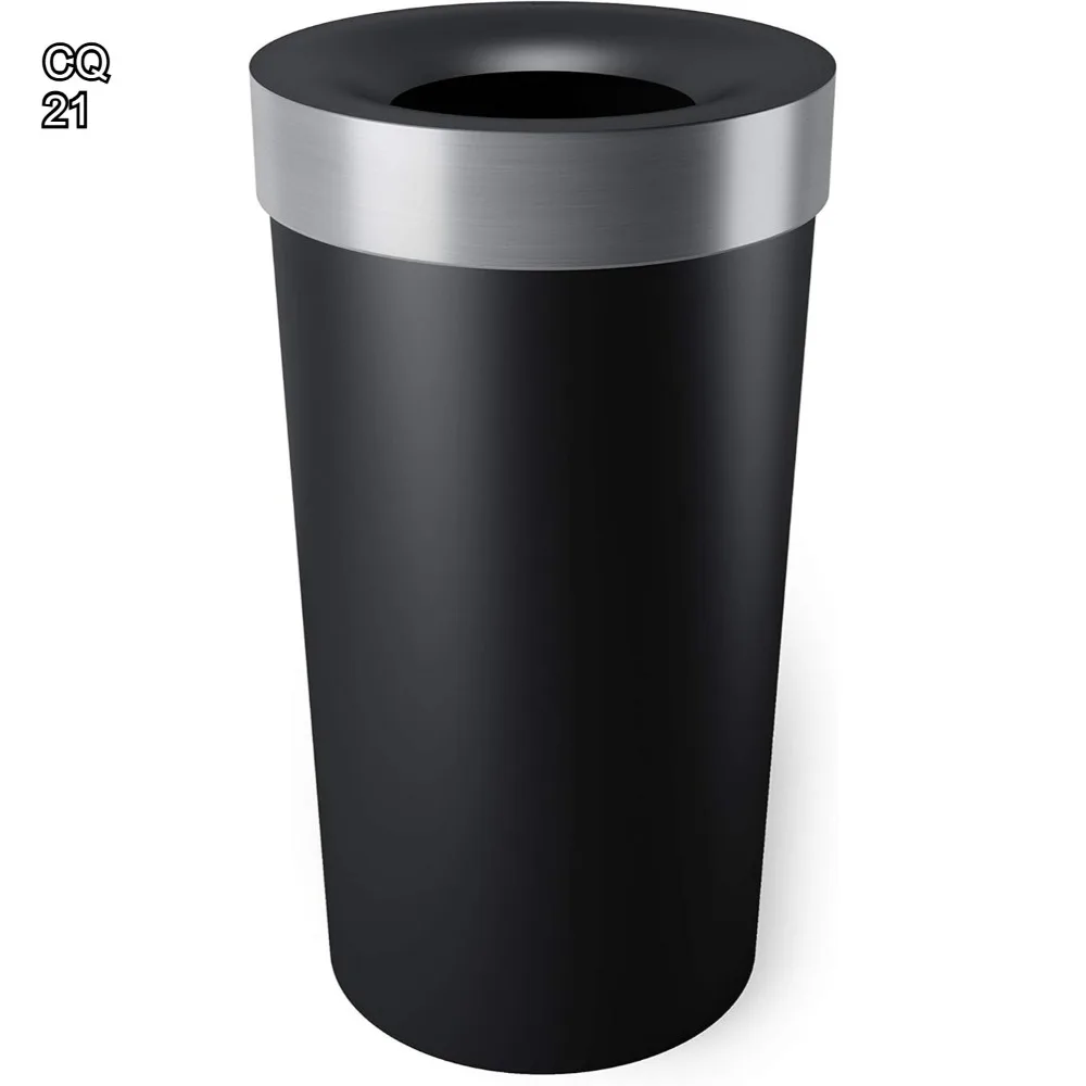 

Large 16-Gallon Open Top Kitchen Trash Can in Black/Nickel, Sleek Modern Design for Easy Use and Cleaning