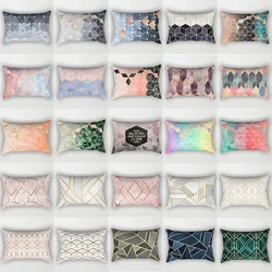30x50cm Marble Geometric Pillow Cases Rainbow Patchwork Square Cushion Cover Sofa Bedroom Living Room Pillowcase Home Decoration